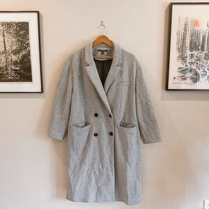 Zara trf outerwear Wool Blend Double Breasted Gray Lightweight Long Coat Size L